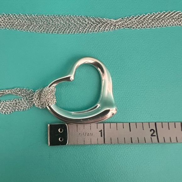 🌸 Authentic Tiffany & Co. Peretti Open Heart Pendant On Mesh Chain - Picture 9 of 10